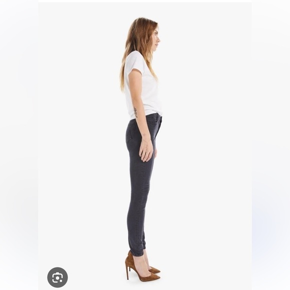 MOTHER HIGH WAISTED LOOKER IN BLACKBIRD HI RISE SKINNY FULL LENGTH DARK WASH - Picture 6 of 16
